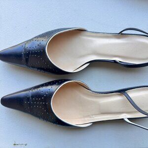 J.Crew Pointed Toe Black Patent Sling Back Flats